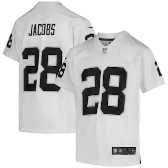 youth nike josh jacobs white las vegas raiders game jersey_